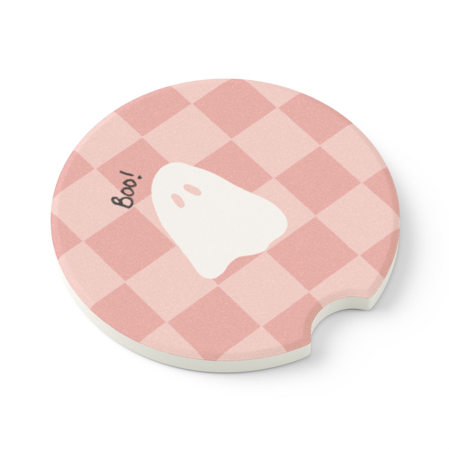 Pink Retro Boo Car Coaster(s)