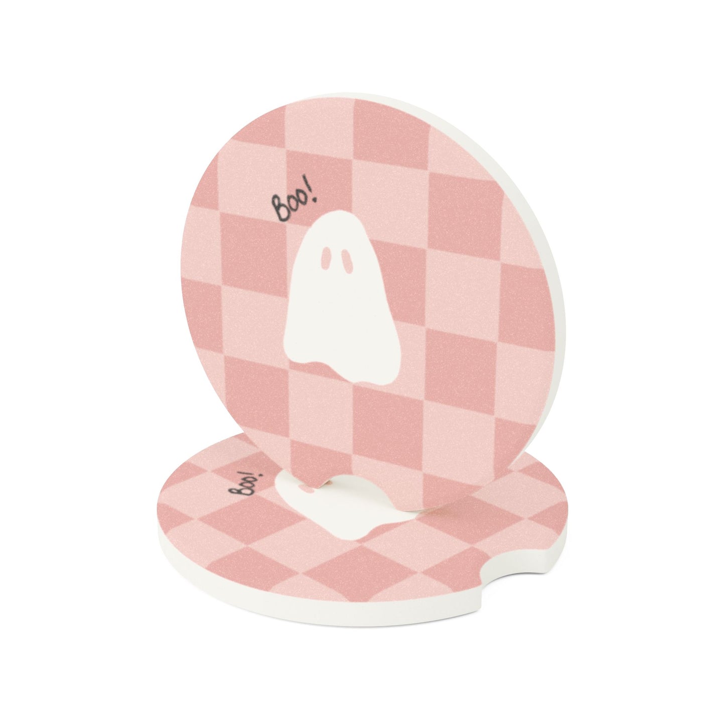 Pink Retro Boo Car Coaster(s)