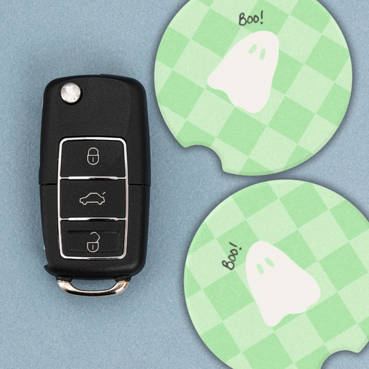 Green Retro Boo Car Coaster(s)