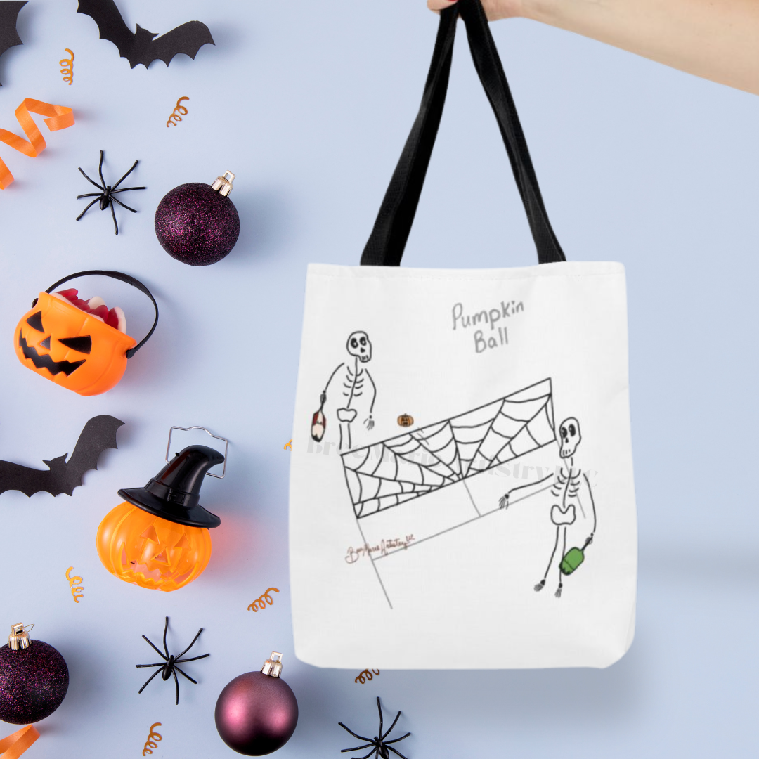 Skeleton Pumpkin Ball - Large Tote