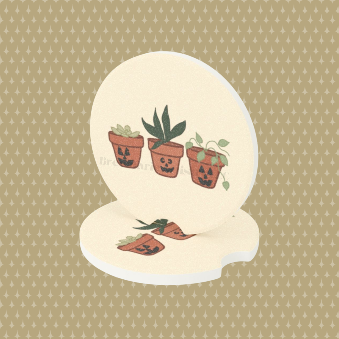Terracotta Pumpkin Planters - Car Coaster (s)